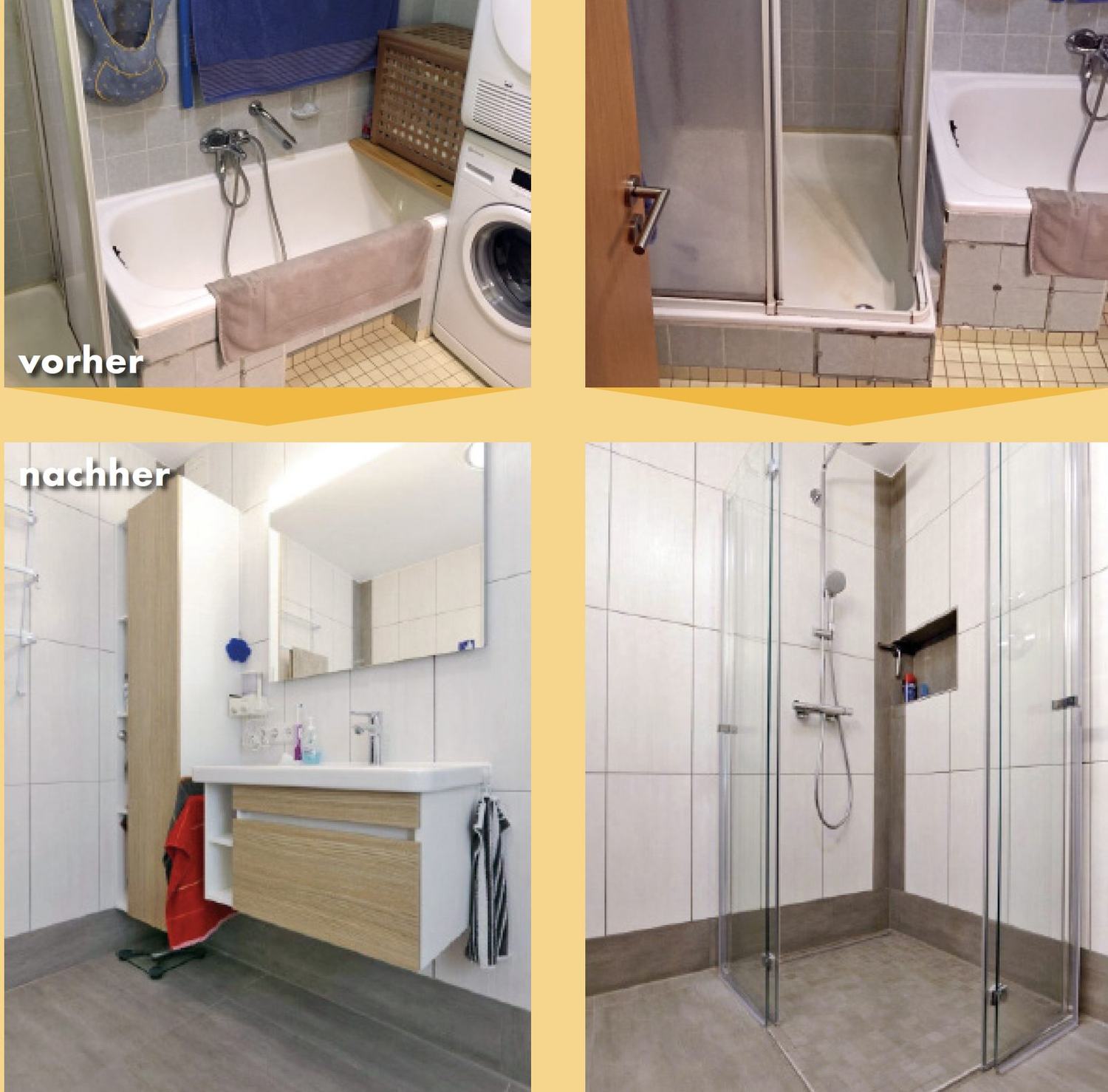 Badezimmer vor und nach der Sanierung