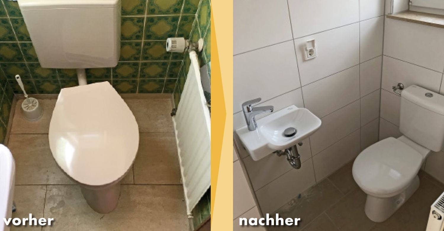 Gäste-WC vor und nach der Modernisierung
